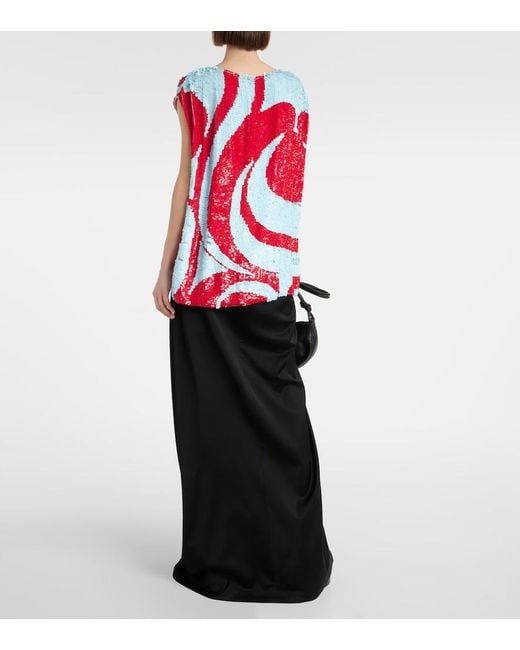 Dries Van Noten Red Sequined Top