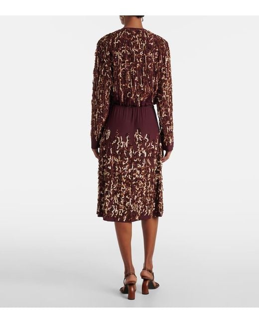 Jupe Midi En Soie A Sequins Dries Van Noten en coloris Purple