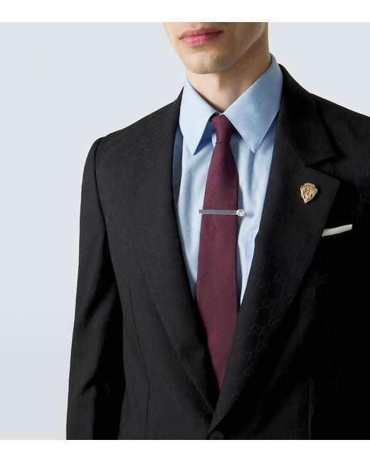 Gucci Purple Gg Cotton And Silk Jacquard Tie for men
