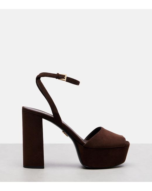 Prada Brown 115 Suede Platform Sandals