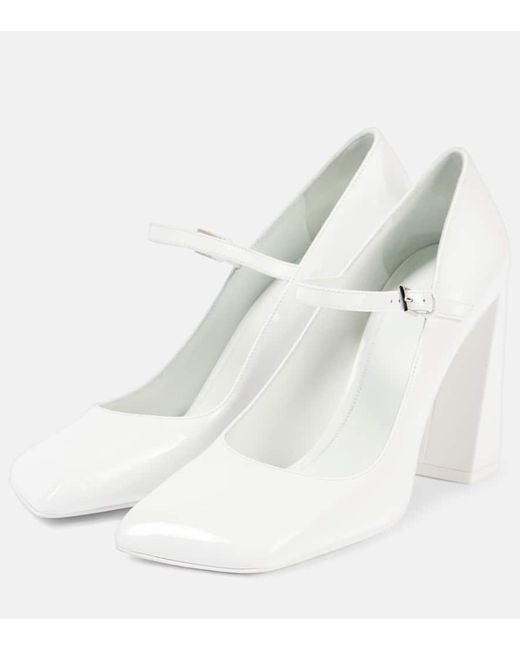 AMINA MUADDI White Mary-Jane-Pumps Charlotte 95 Aus Lackleder