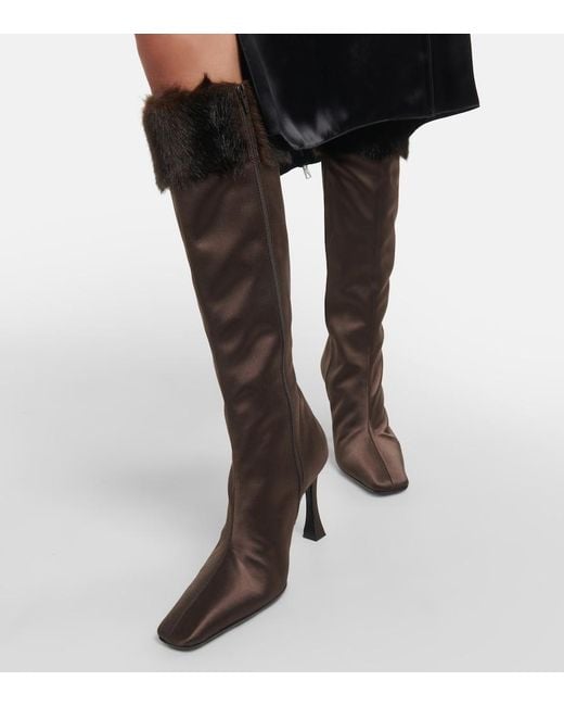 Magda Butrym Brown Faux Satin Knee-High Boots