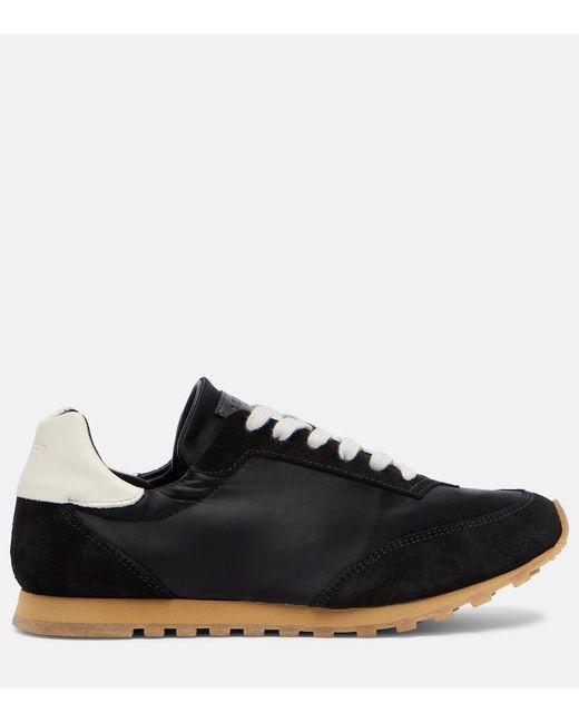 Le Monde Beryl Black Slim Runner Suede-Trimmed Sneakers