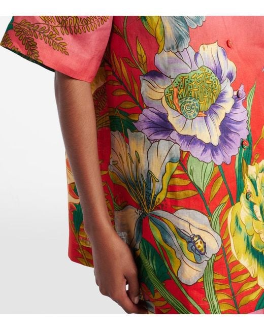 ALÉMAIS Red Inez Floral Linen Shirt