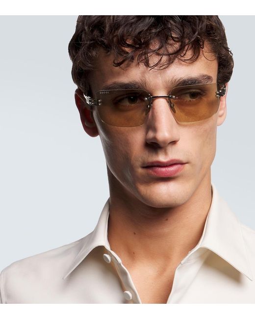 Gucci Eckige Sonnenbrille Block Bending in Natural für Herren