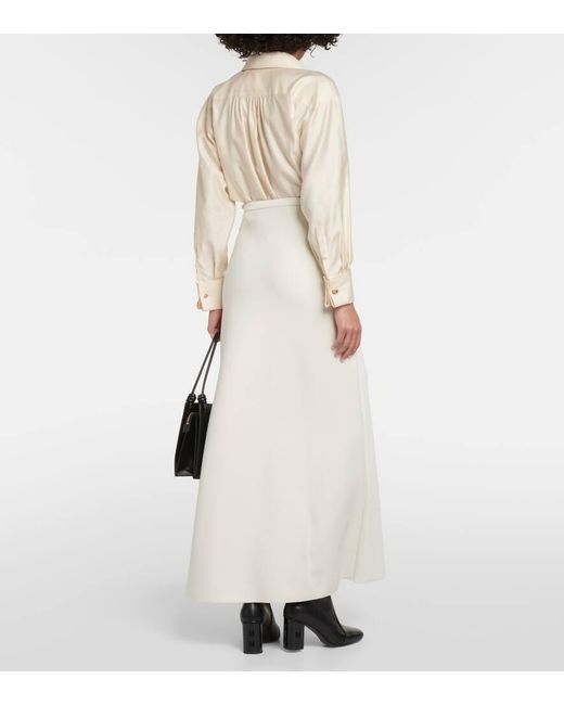 Max Mara White Clavier Jersey Maxi Skirt