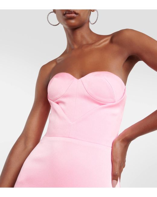 Alex Perry Pink Barkley Strapless Satin Crepe Gown