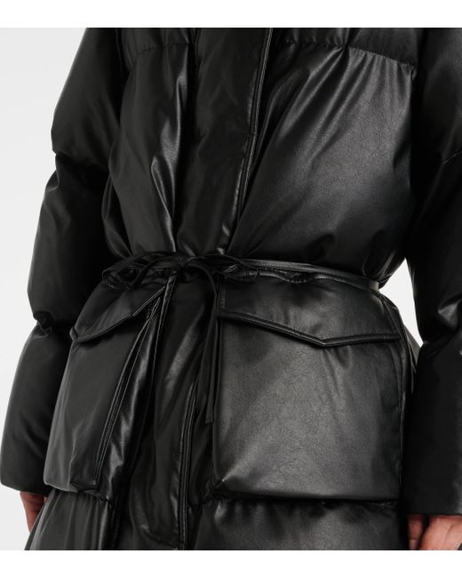 MM6 by Maison Martin Margiela Black Faux Leather Puffer Coat