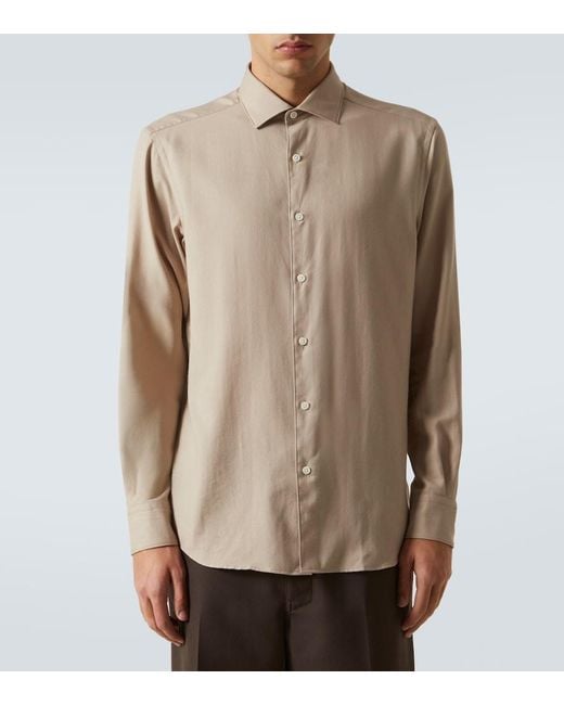 Zegna Natural Cotton And Cashmere Shirt for men