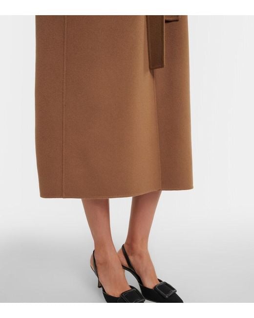 Max Mara Brown Virgin Wool Wrap Coat