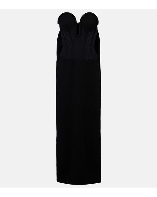 Jean Paul Gaultier Black Crepe And Tulle Corset Maxi Dress