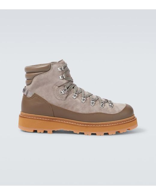 Moncler Schnuerstiefel Peka Trek Aus Leder in Brown für Herren