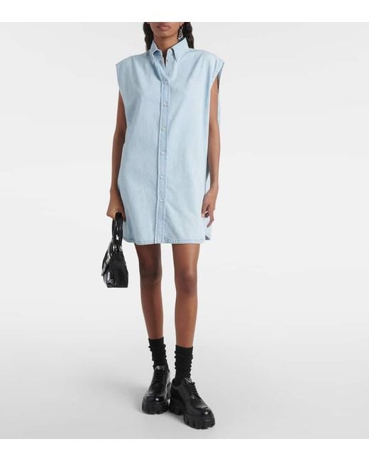 Prada Blue Oversized Denim Shirt Dress