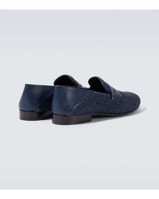 Mocasines Penny Padstow De Rafia Y Piel Manolo Blahnik de hombre de color Blue