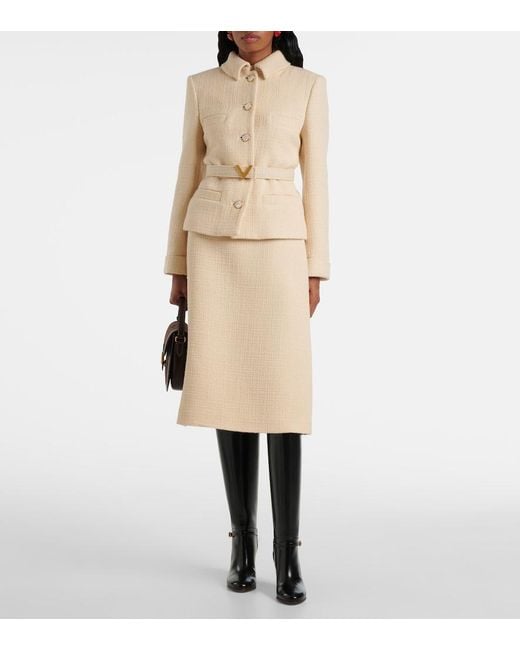 Valentino Natural Wool-Blend Tweed Jacket