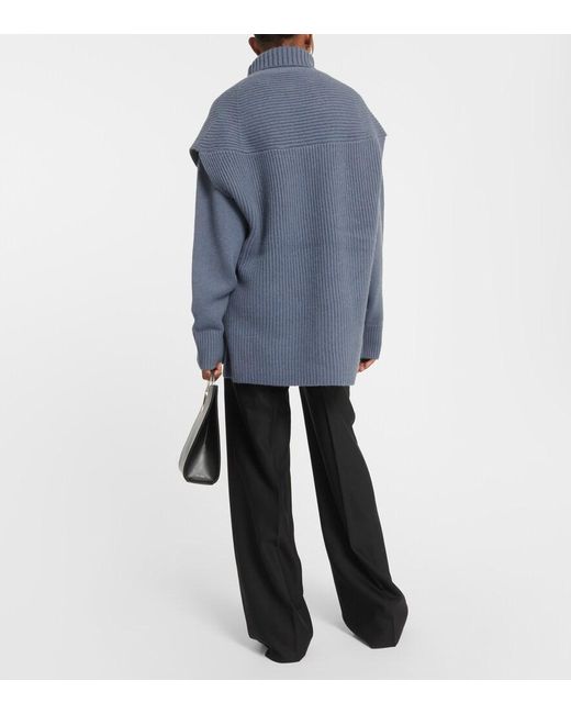 Joseph Blue Ribbed-Knit Cashmere Top