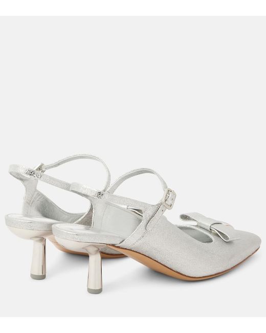 Ferragamo White Ophelia 55 Leather Slingback Pumps