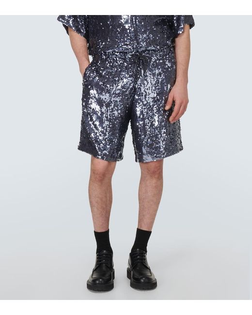 Shorts con paillettes di Dries Van Noten in Blue da Uomo