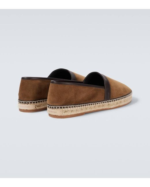 Manolo Blahnik Brown Nerano Leather-Trimmed Suede Espadrilles for men
