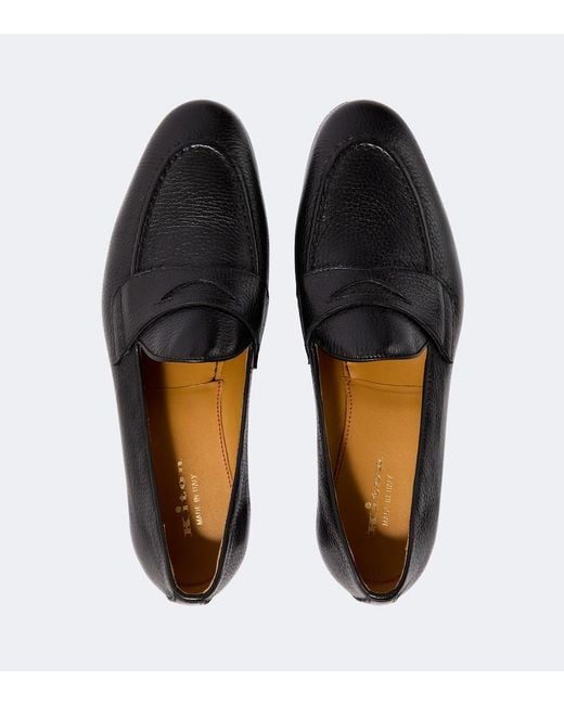 Kiton Black Leather Penny Loafers for men