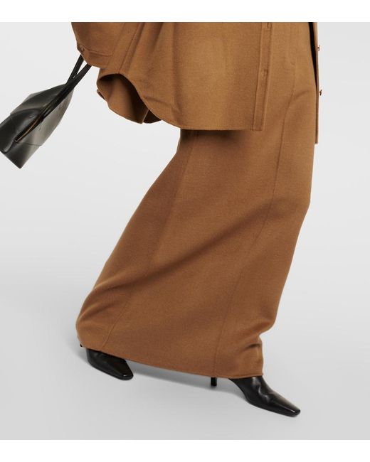 Frankie Shop Brown Malvo Wool-Blend Maxi Skirt