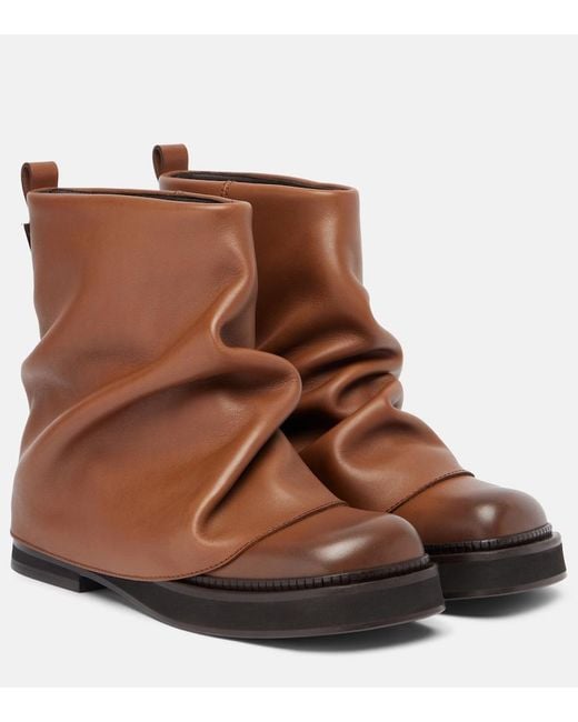 The Attico Brown Mini Robin Leather Combat Boots