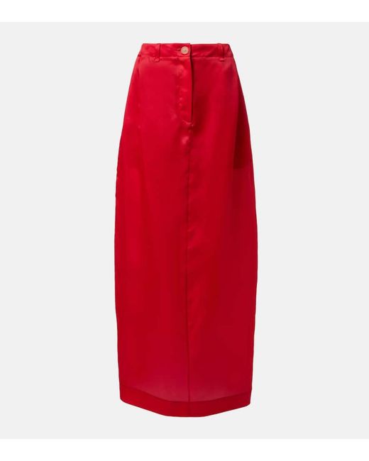 Falda Larga Lucian De Organza De Seda Khaite de color Red