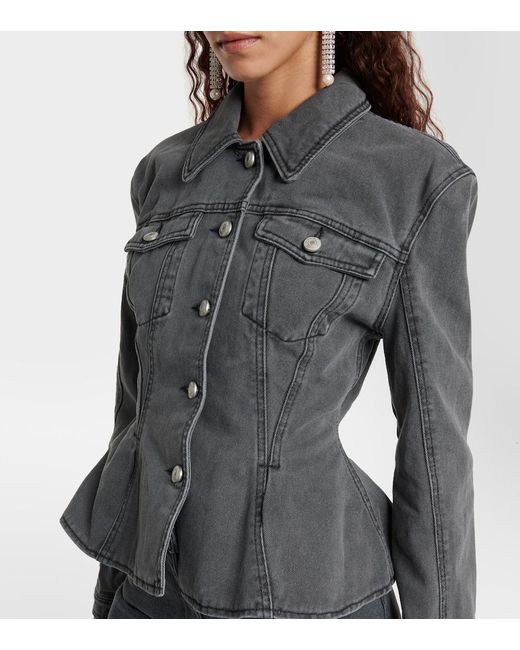 Magda Butrym Black Peplum Denim Jacket