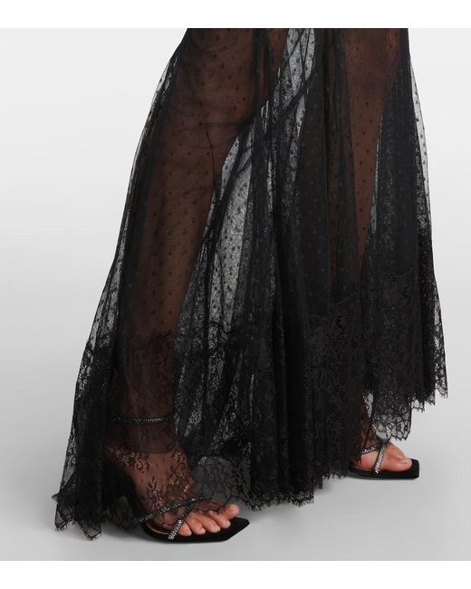 Rebecca Vallance Black Diana Sequined Mesh-Trimmed Gown