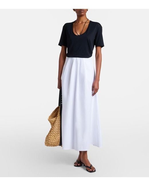 Citizens of Humanity White Emi Cotton Poplin Midi Skirt