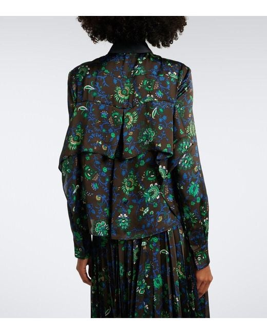 Sacai Green Floral Blouse