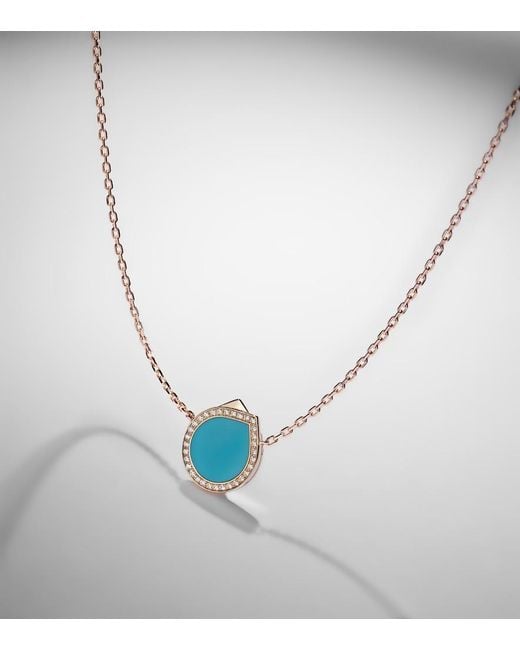 Repossi Blue Antifer 18Kt Rose Pendant Necklace With And Diamonds