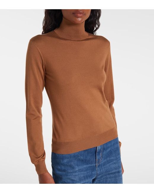 Ralph Lauren Brown Silk-Blend Jersey Sweater