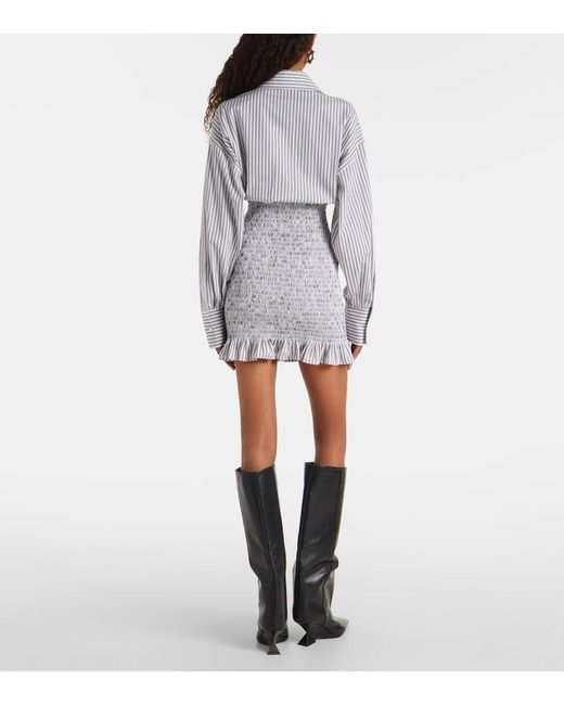 The Attico Blue Striped Ruched Cotton Shirt Dress