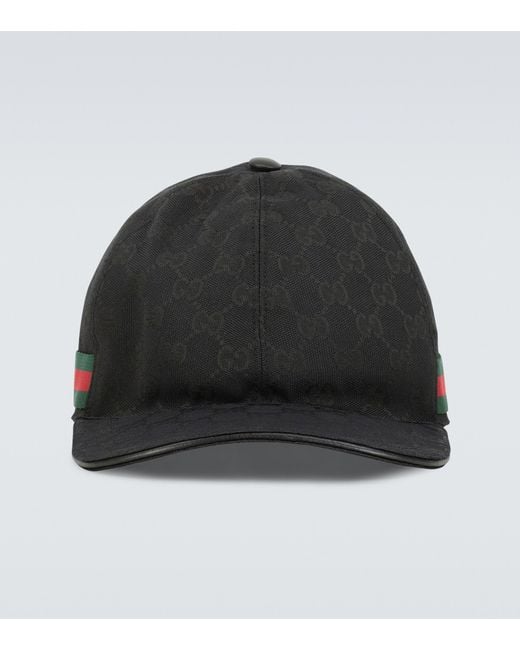 Gucci Black Original GG Canvas Baseball Hat With Web for men