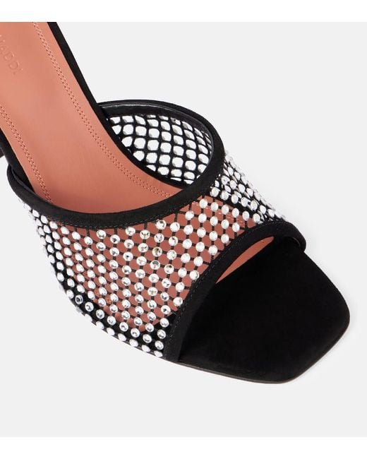 AMINA MUADDI Brown Pantoletten Lupita 95 Aus Mesh Und Veloursleder