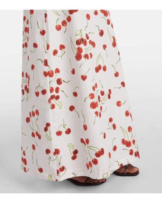 Adriana Degreas White Printed Cotton High-Rise Maxi Skirt