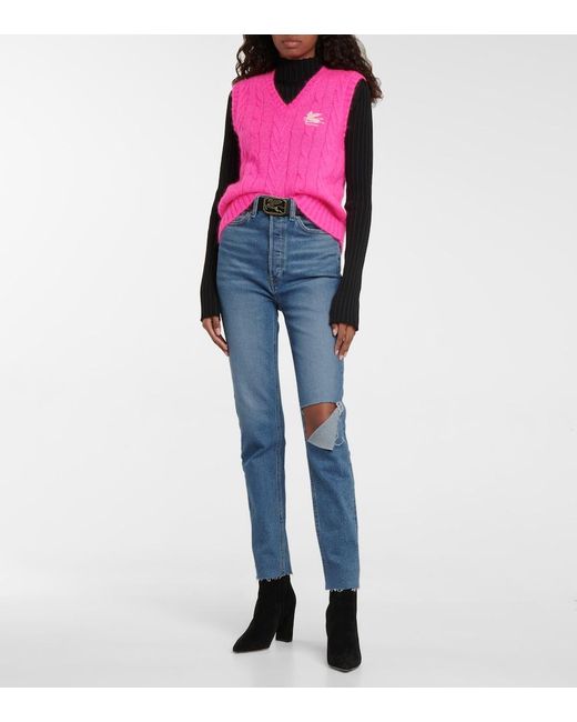Re/done Blue 90S Ultra High-Rise Skinny Jeans