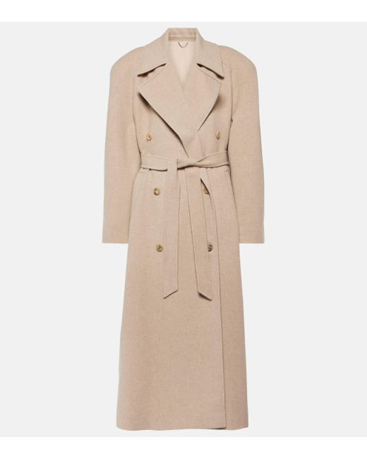 Magda Butrym Natural Double-breasted Cashmere Coat