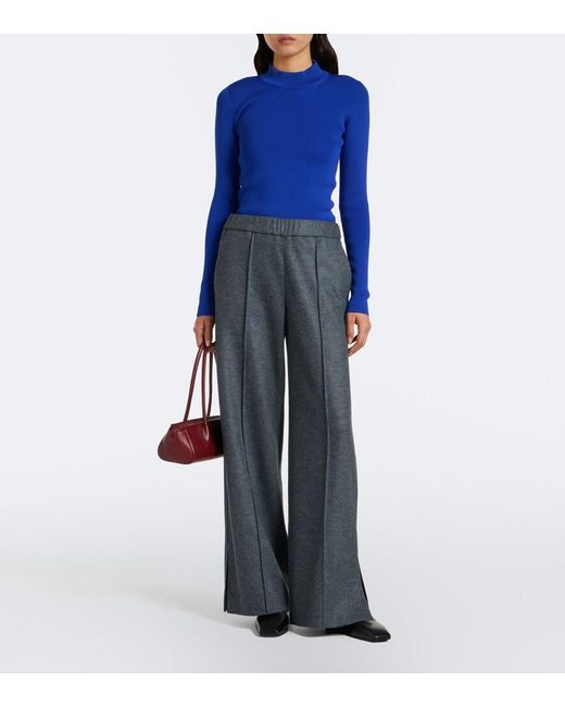 Jil Sander Gray Wool Wide-Leg Pants