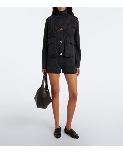 Jardin Des Orangers Black Ribbed-Knit Wool And Cashmere Cardigan