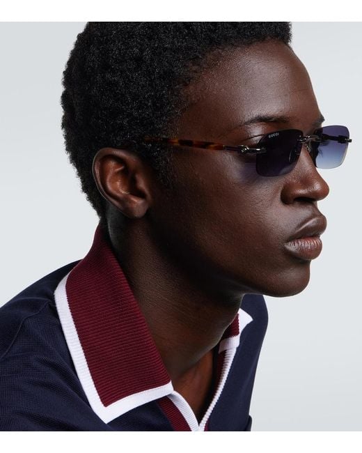Gucci Eckige Sonnenbrille in Blue für Herren