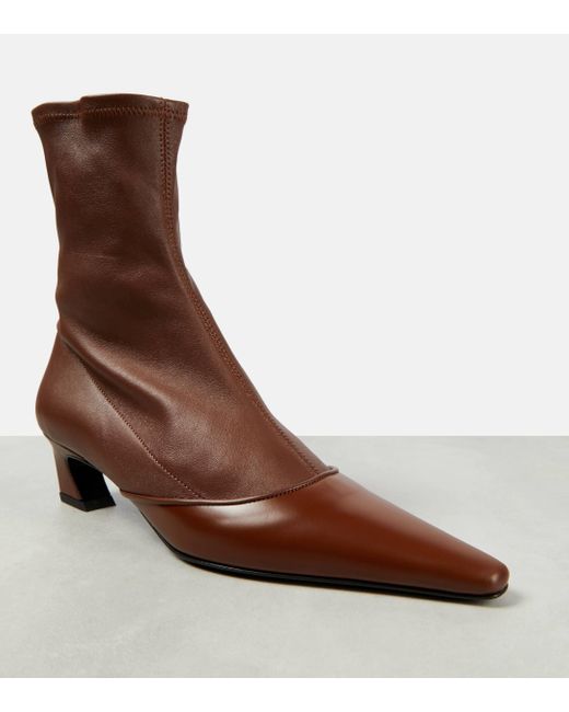 Acne Brown Leather Ankle Boots