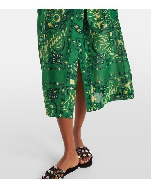 The Attico Green Bandana Cotton Muslin Kaftan