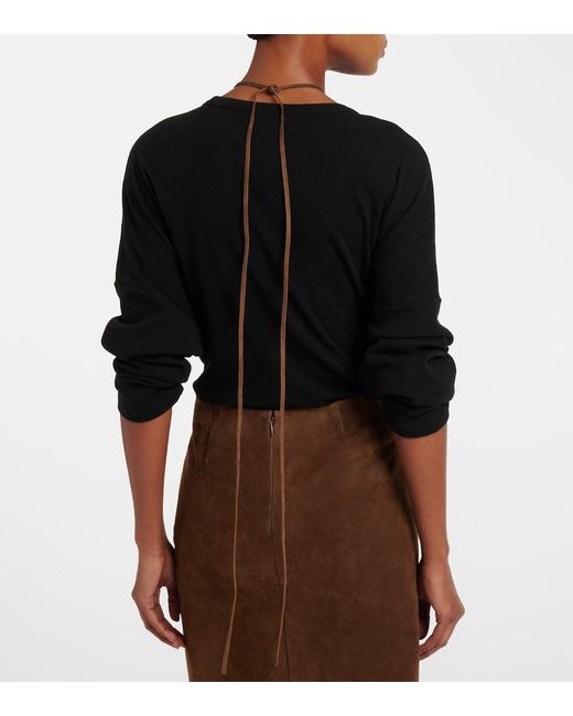The Row White Erina Suede Pencil Skirt