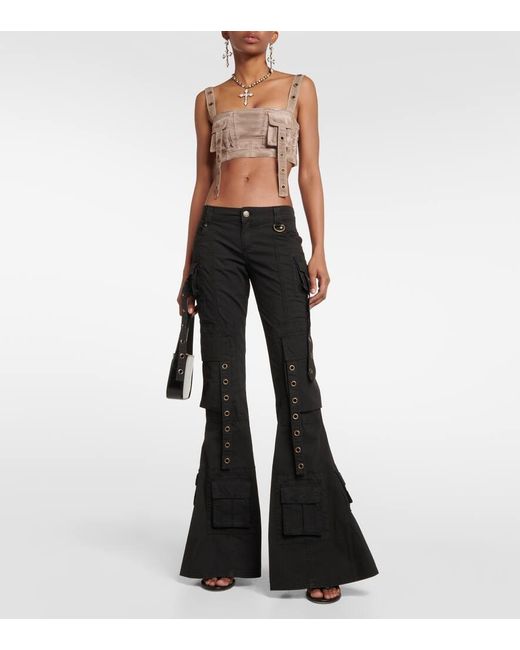 Blumarine Black Embellished Low-Rise Flared Jeans