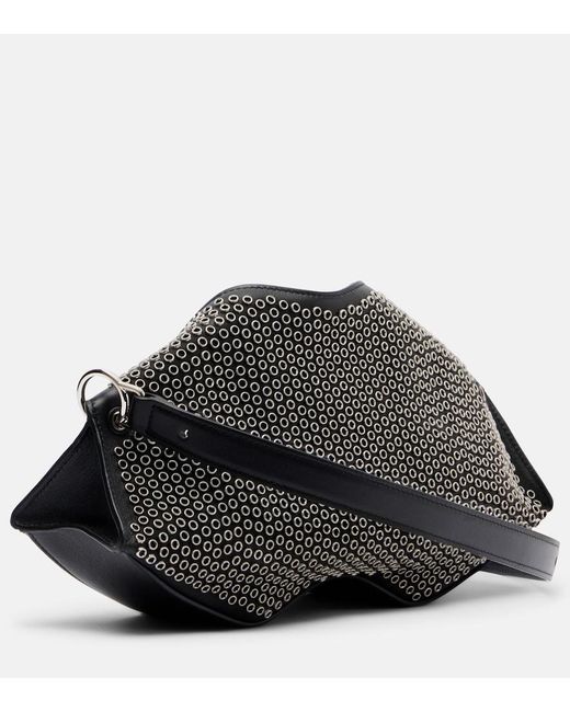 McQueen Black Manta Embellished Leather Clutch