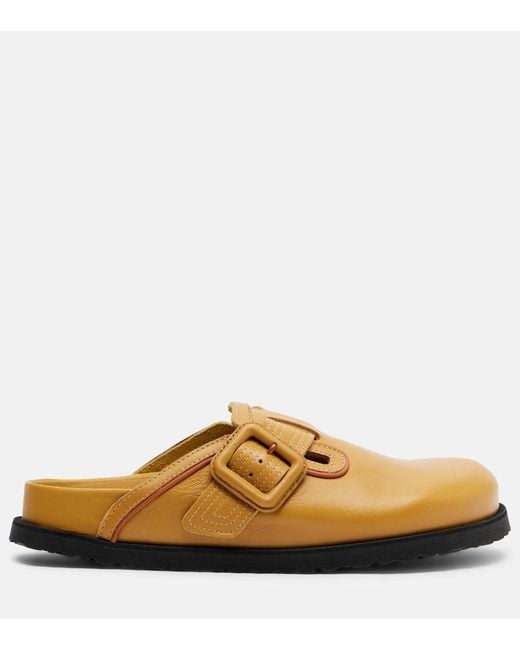 Birkenstock Yellow Boston Leather Clogs
