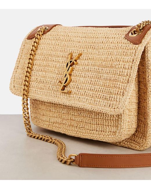Saint Laurent Natural Niki Medium Raffia Shoulder Bag