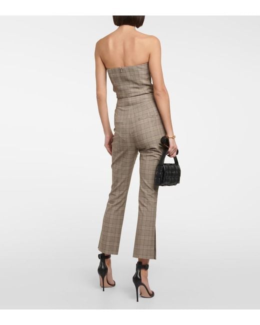 Veronica Beard Gray Checked High-Rise Slim Pants